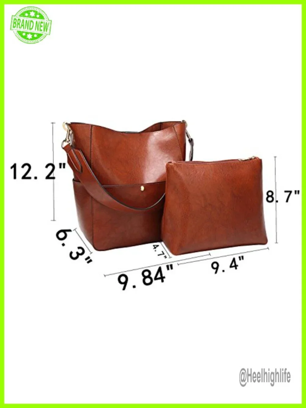 PU Leather Bucket Tote Purse Medium Satchel Hobo Work Shoulder Bag